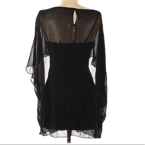 Teri Jon Rickie Freeman x Neiman Marcus Silk overlay mini dress 6 black - Picture 2 of 5